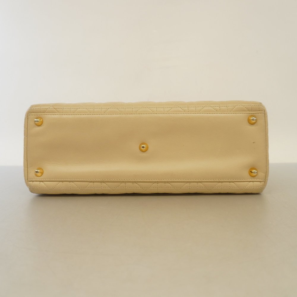 Auth Christian Dior Lady Dior Women's Leather Handbag Beige - Picture 3 of 13